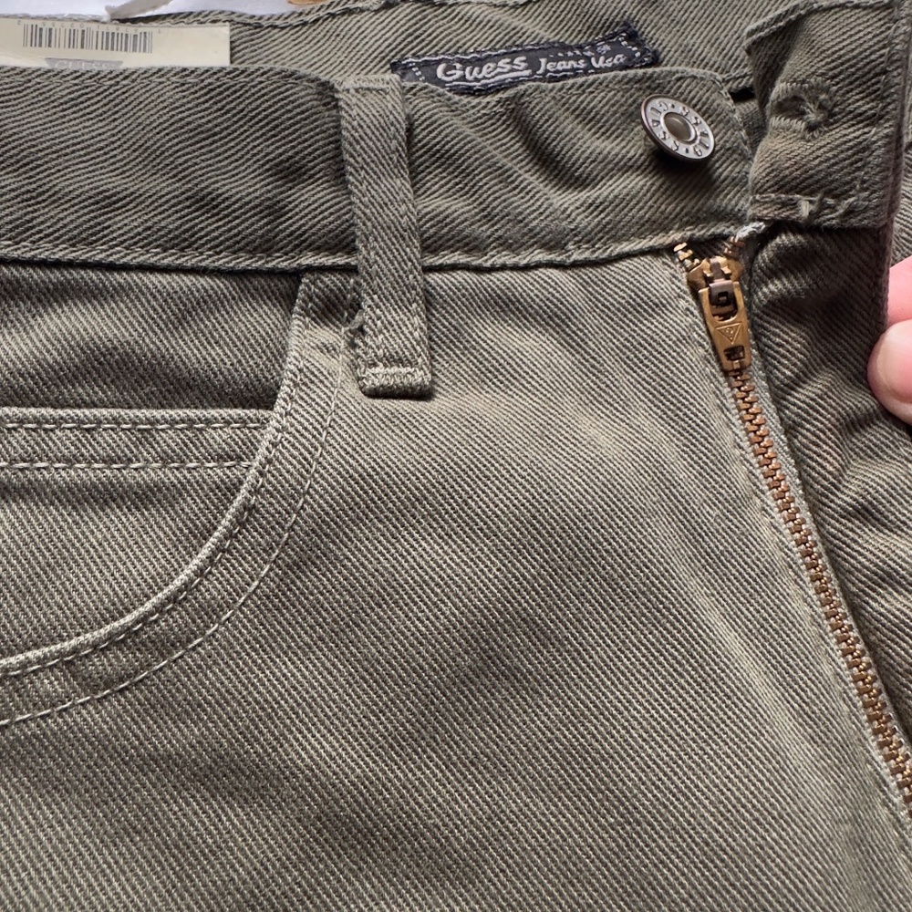 90s Guess Deadstock Made in the USA 100% Cotton Green High Rise Skinny Jeans - Picture 2 of 8